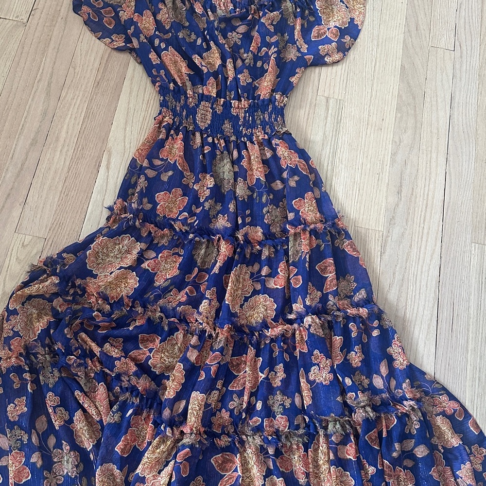Misa Los Angeles Navy and Orange Floral Maxi Dress - Picture 4 of 5